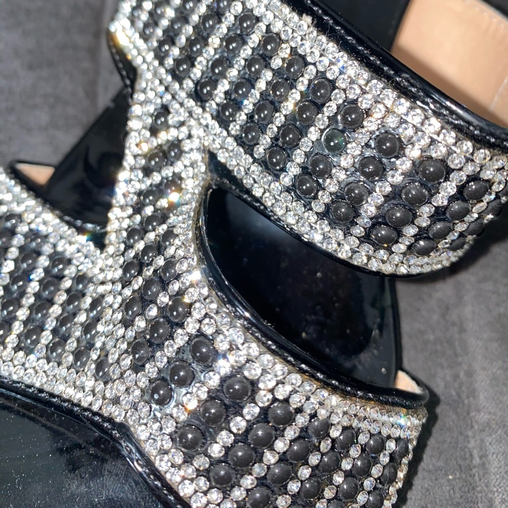 Slip on open toe chunky heel sandal jeweled - Picture 5 of 5